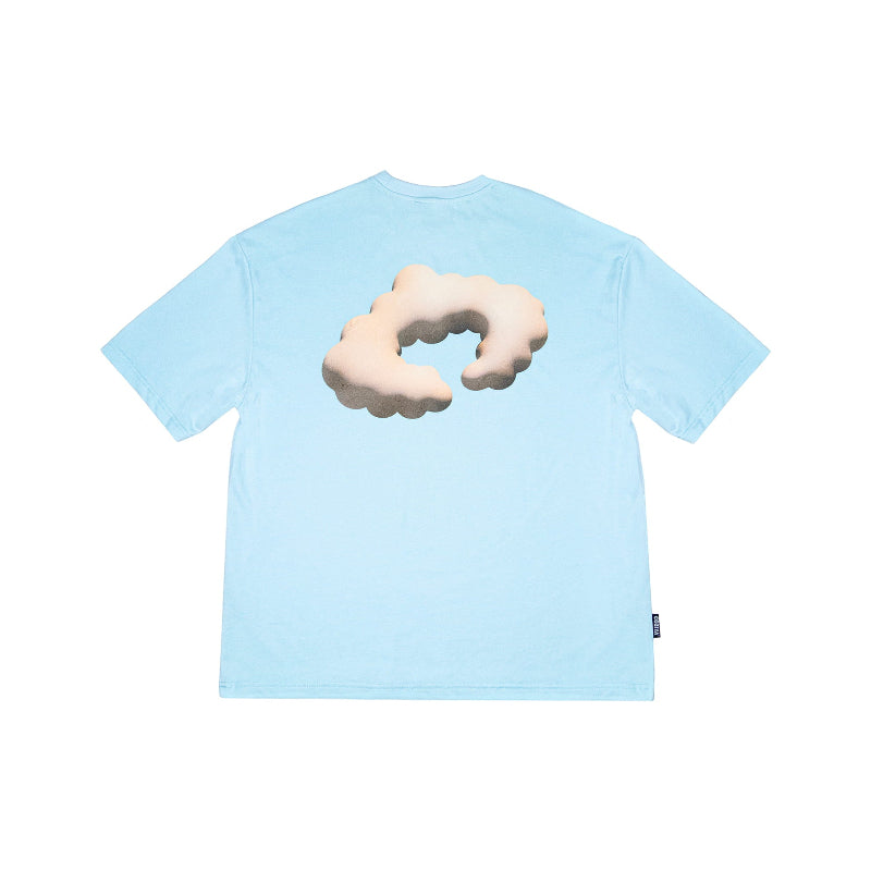 T-shirt Cloud 3D Coziya® bleu - logo nuage 3D coton premium