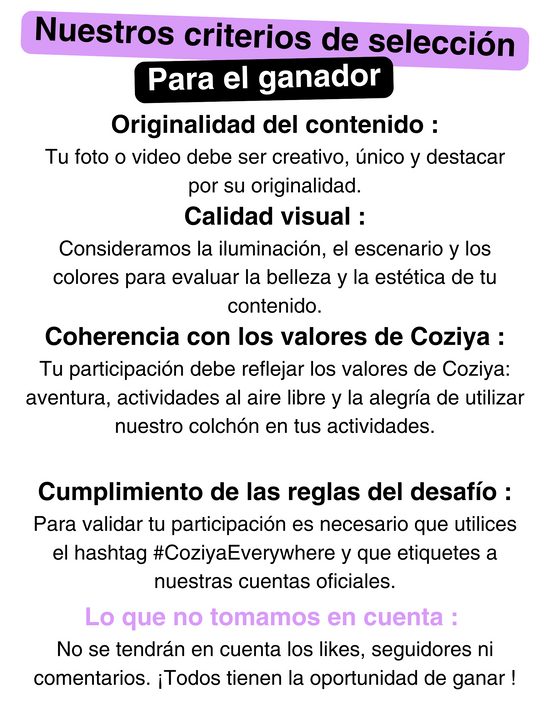 Bases del concurso para ganar un colchón hinchable Coziya