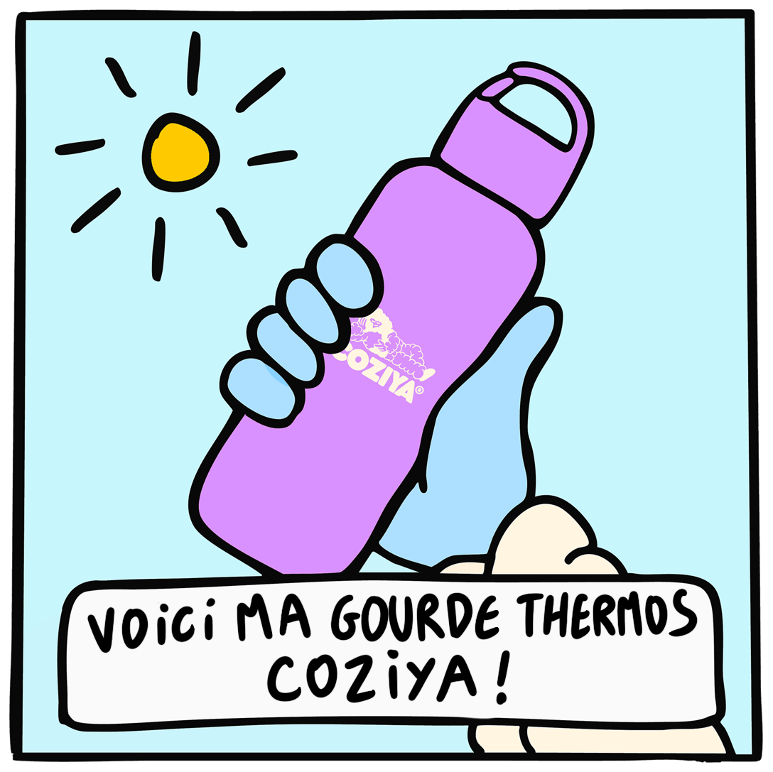 Mascotte Cozyboy Coziya® avec la gourde Hook650™ - animation