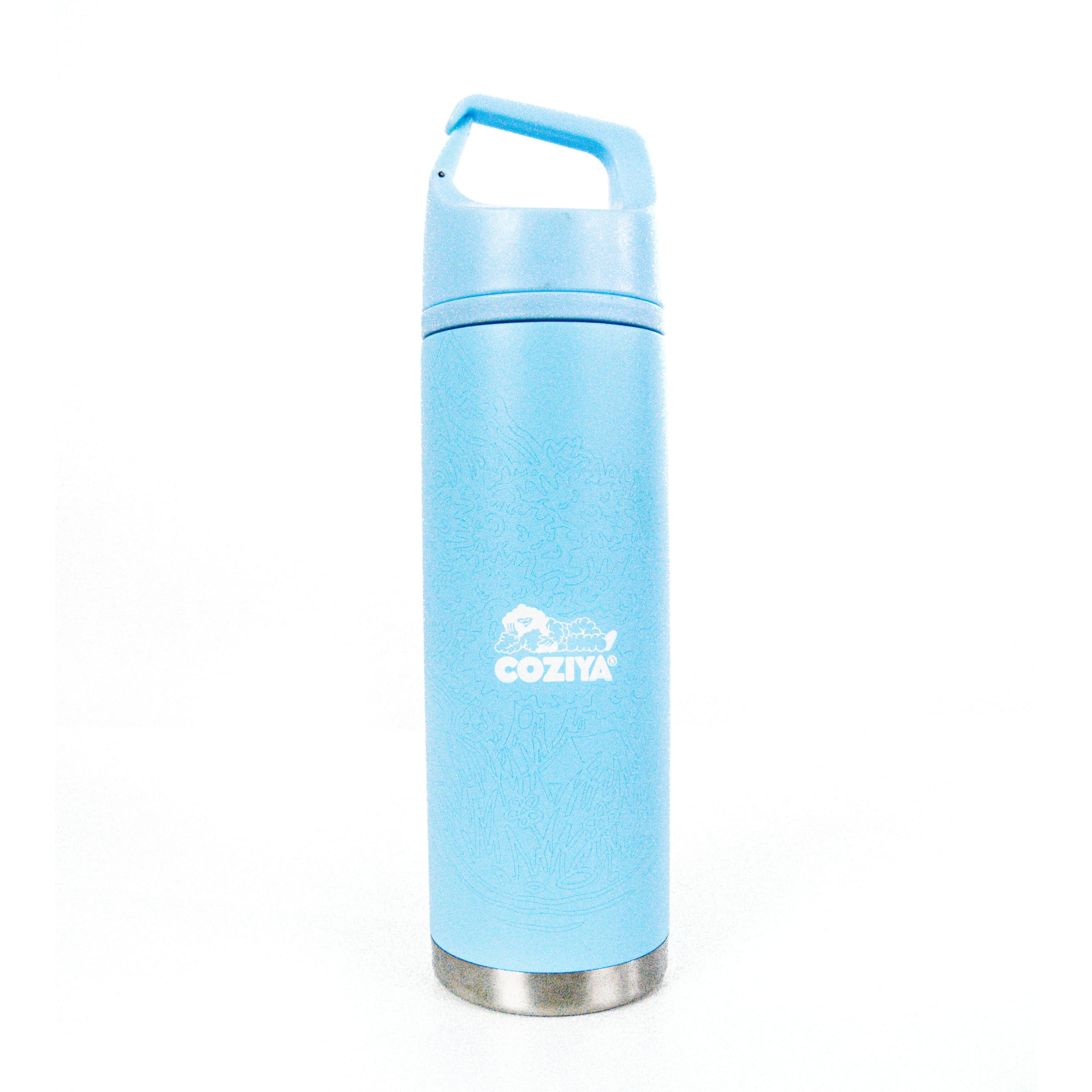 Gourde isotherme inox 650ml Coziya Hook650™ bleue - design épuré accroche