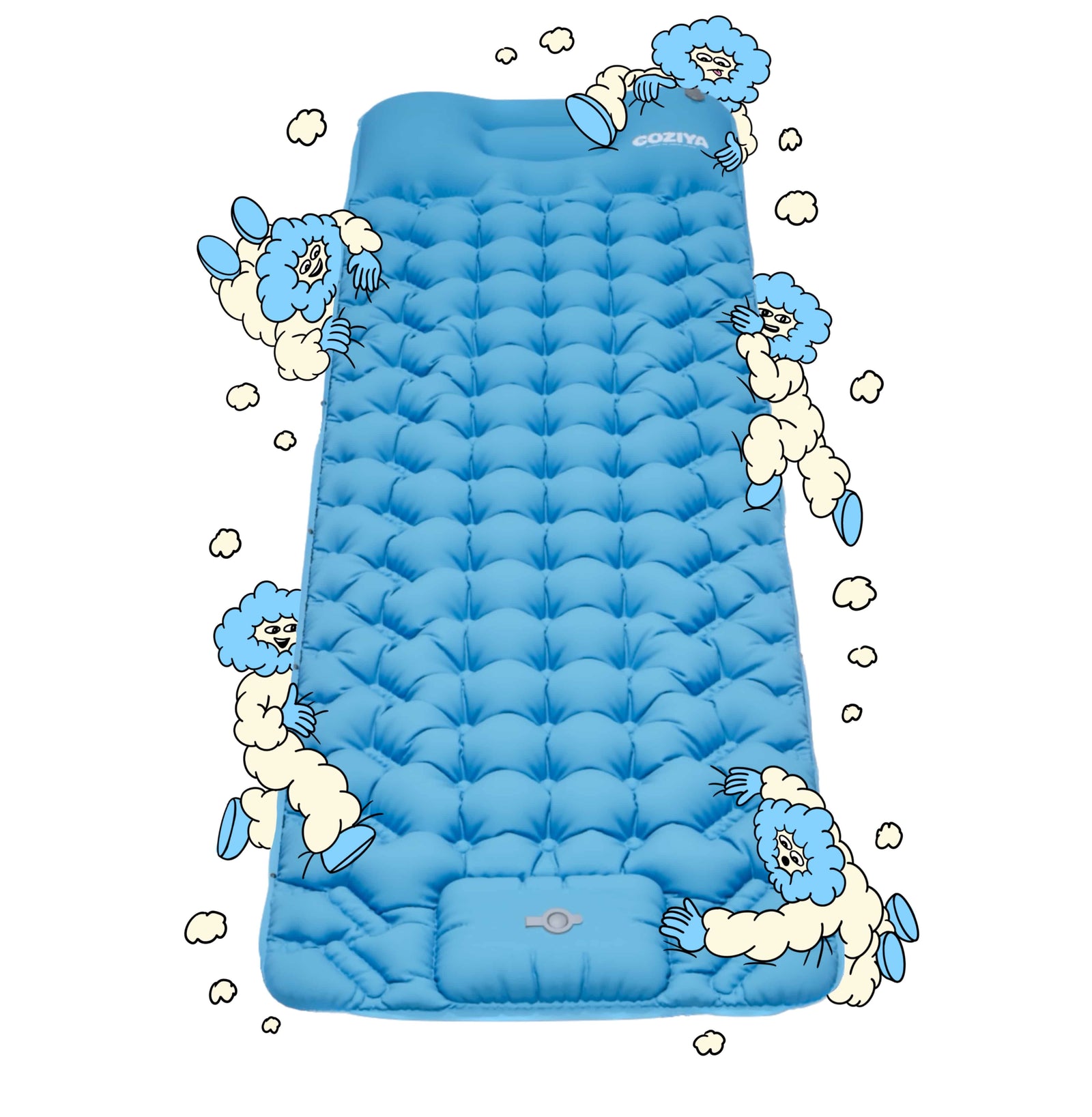 Matelas gonflable Coziya® Bleu Azur - 3 positions plage camping trekking