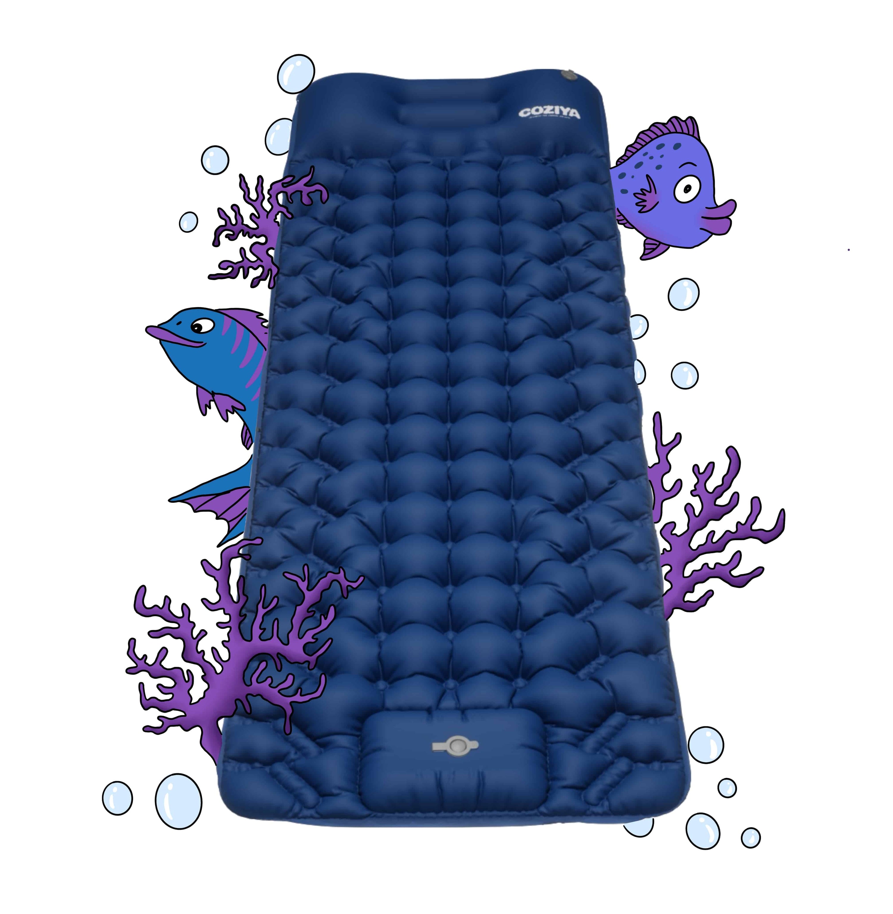 Matelas gonflable Coziya® Bleu Océan - 100% imperméable toutes surfaces