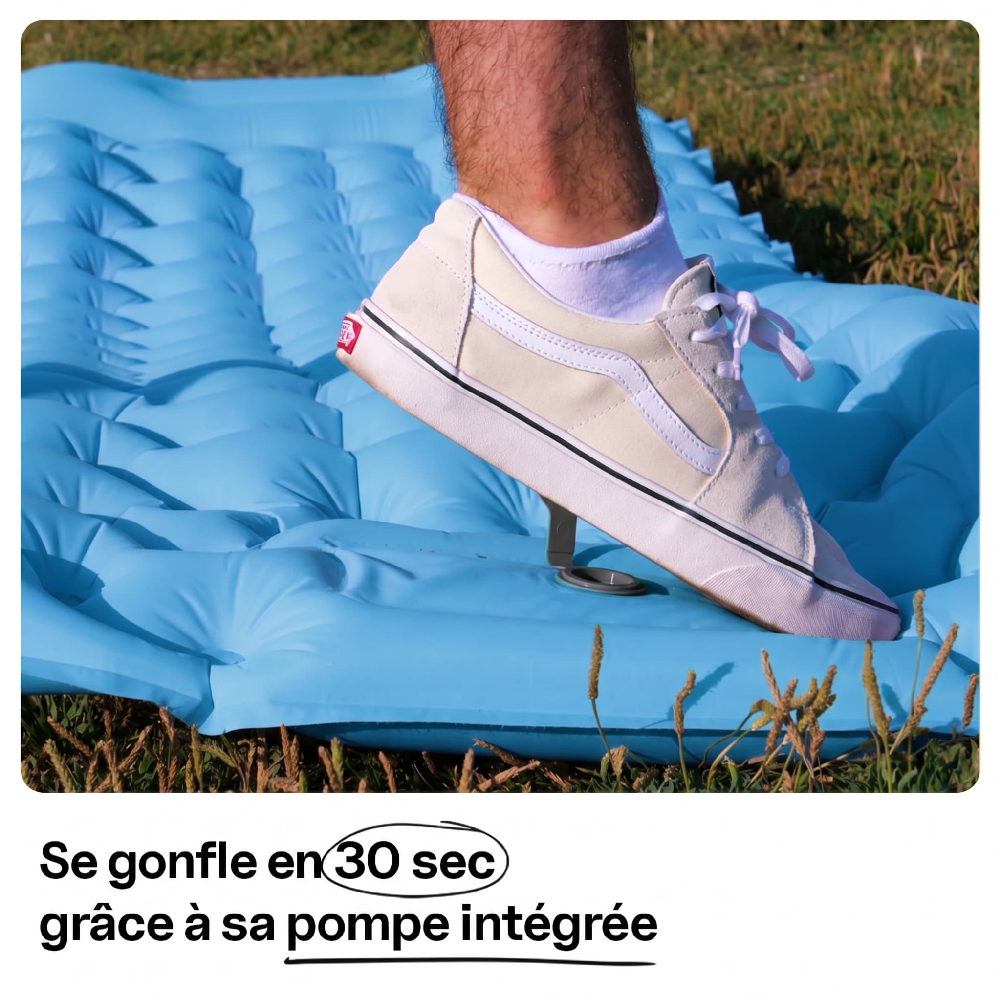 Un matelas gonflable avec pompe intégrée qui se gonfle ultra rapidement, autogonflant