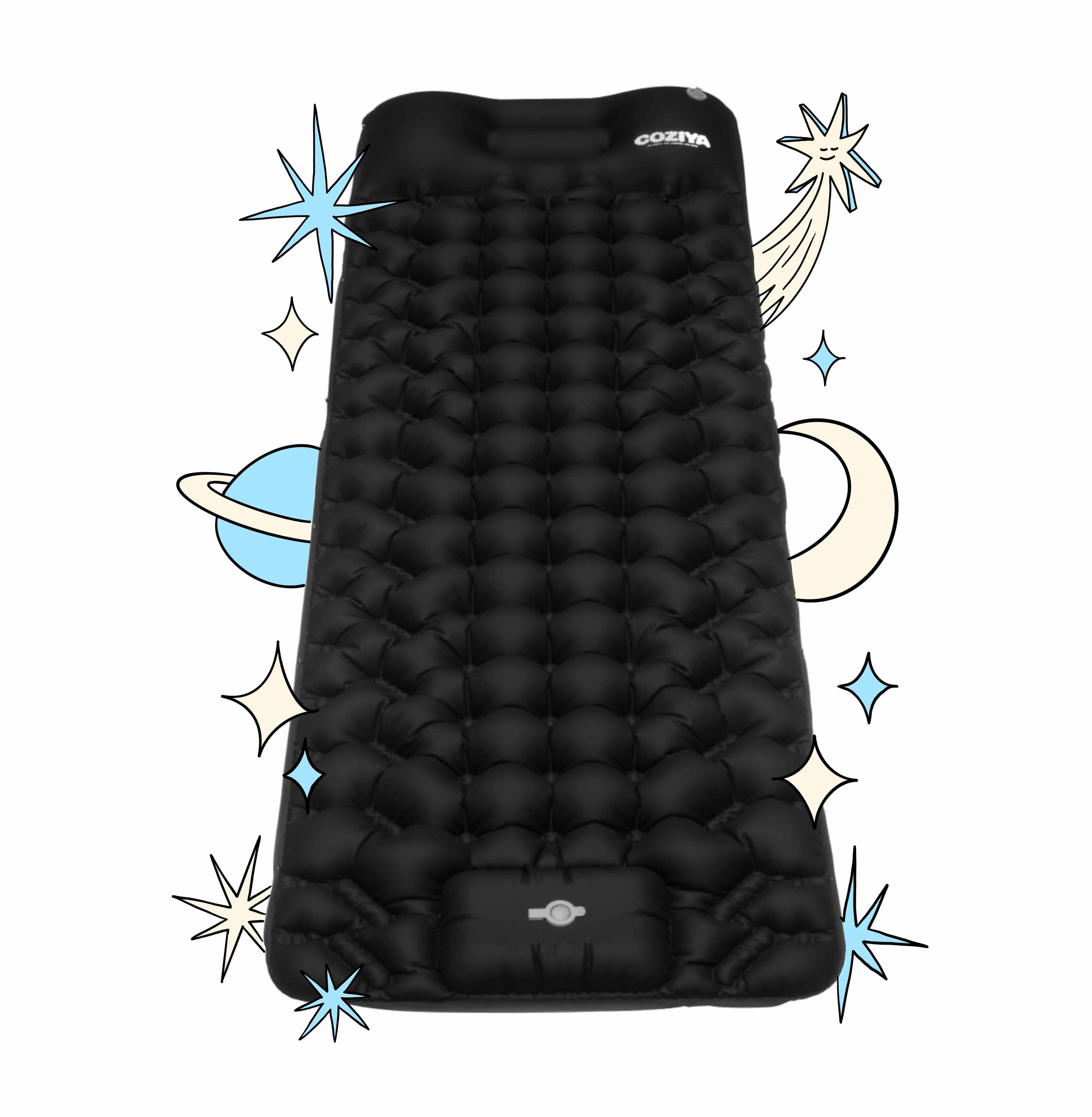 Matelas gonflable Coziya® Noir Intense - résistant imperméable outdoor