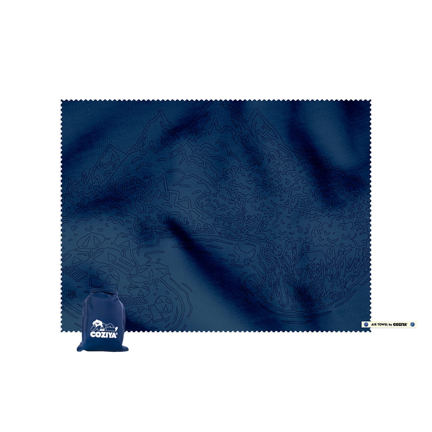 Serviette microfibre Air Towel™ Coziya® marine avec pochette imperméable